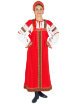 Русский народный костюм "Забава" для танцев льняной комплект красный сарафан и блузка XS-L фото 1 — Samogon-sam.ru