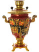 Набор самовар электрический 3 литра с художественной росписью "Золотые цветы на бордовом фоне" с чайным сервизом, арт. 160325с фото 3 — Samogon-sam.ru