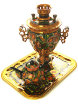 Набор самовар электрический 3 литра с художественной росписью "Хохлома рыжая золотые ромашки", арт. 121082 фото 2 — Samogon-sam.ru