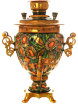 Набор самовар электрический 3 литра с художественной росписью "Хохлома рыжая золотые ромашки", арт. 121082 фото 3 — Samogon-sam.ru