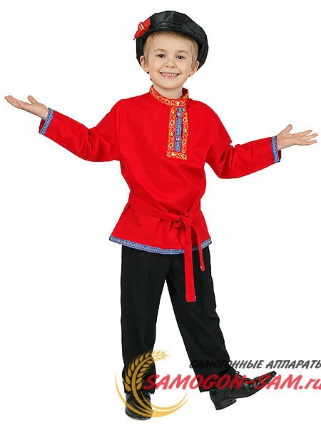 Детская косоворотка для мальчика льняная красная на возраст 1-6 лет фото 1 — Samogon-sam.ru
