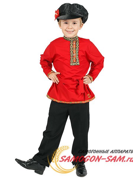 Детская косоворотка для мальчика хлопковая красная на возраст 1-6 лет фото 1 — Samogon-sam.ru